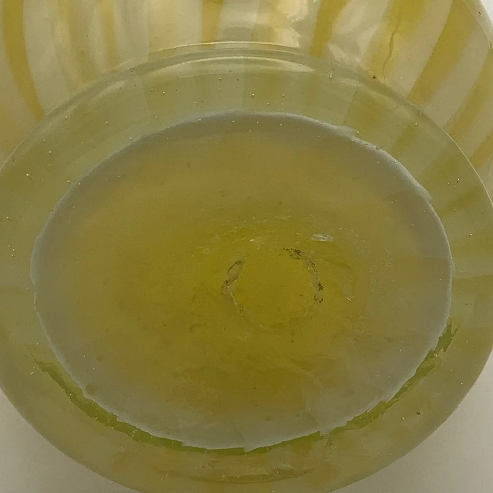 Vintage Murano Style Handblown Yellow and Clear Swirl Glass Vase